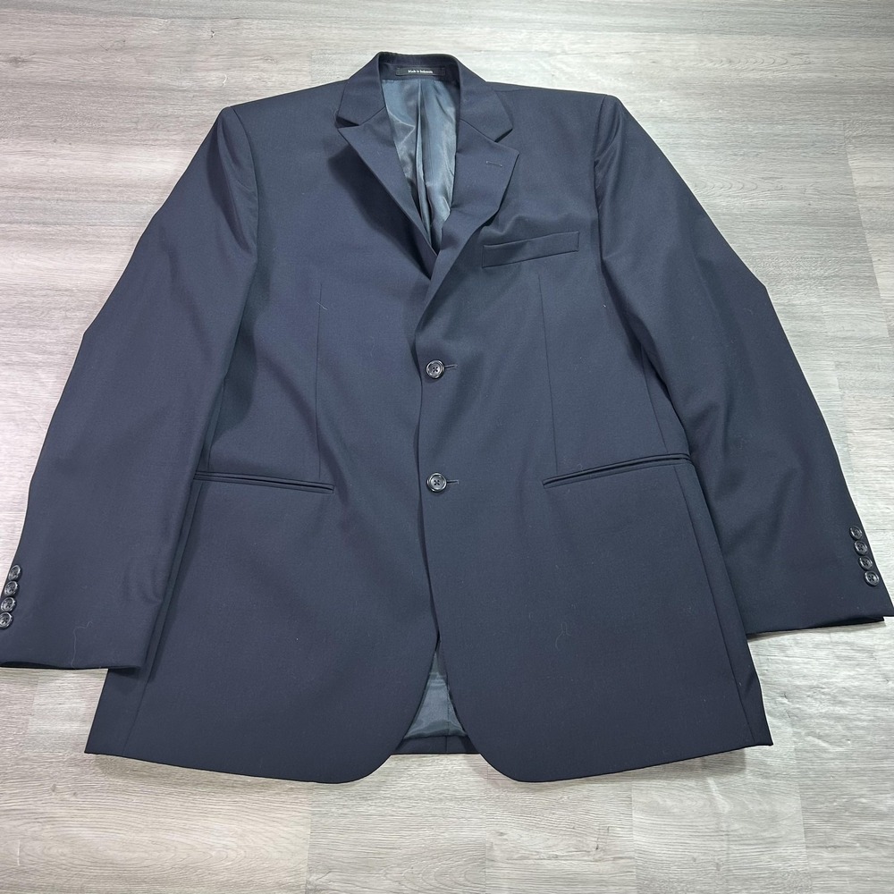 Pronto Uomo Suit Jacket Mens 42 Long Blue Wool 2‎ Button Sport Coat Blazer